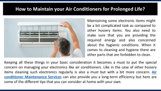 How to Maintain your Air Conditioners for Prolonged Life?