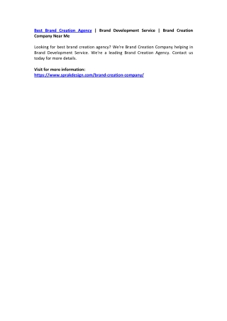 Best Brand Creation Agency | Brand Development Service | Brand Creation Company Near Me