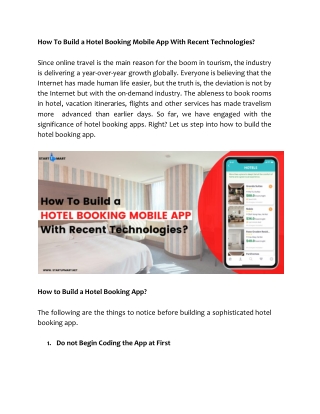How To Build a Hotel Booking Mobile App With Recent Technologies?