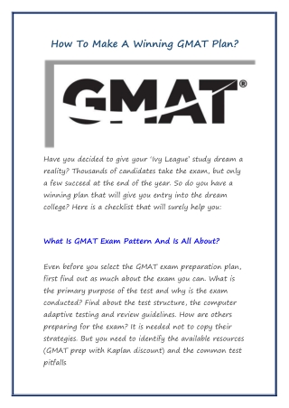 How To Make A Winning GMAT Plan?