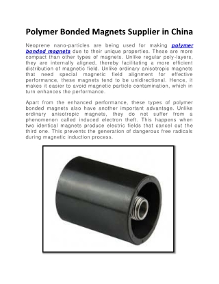 Polymer Bonded Magnets Supplier in China