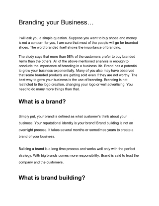 Branding your Business…