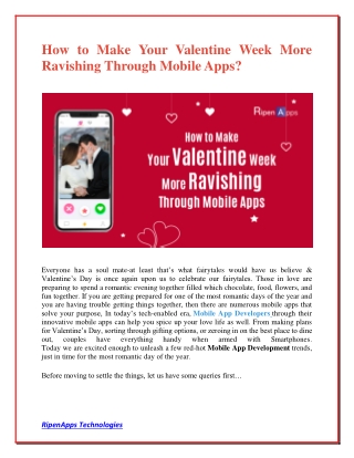 How to Make Your Valentine Week More Ravishing Through Mobile Apps?