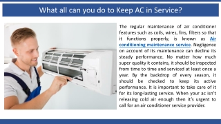 What all can you do to Keep AC in Service?