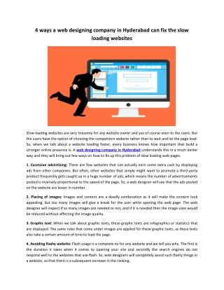 4 ways a web designing company in Hyderabad can fix the slow loading websites