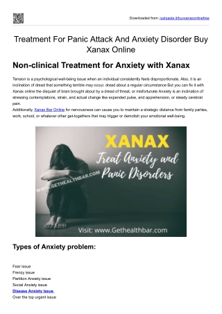 Treatment For Panic Attack And Anxiety Disorder Buy Xanax Online