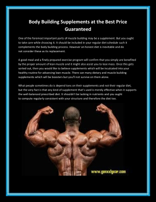 Body Building Supplements at the Best Price Guaranteed