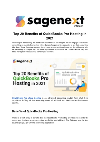 Top 20 Benefits of QuickBooks Pro Hosting in 2021