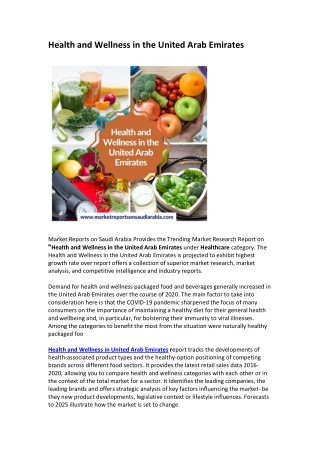 United Arab Emirates Health and Wellness Market Research Report 2025