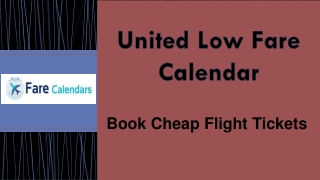 United Low Fare Calendar