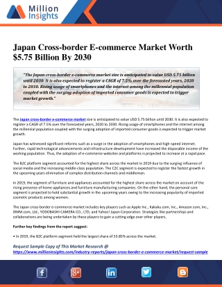 Japan Cross-border E-commerce Market Worth $5.75 Billion By 2030