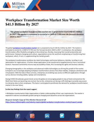 Workplace Transformation Market Size Worth $41.5 Billion By 2027