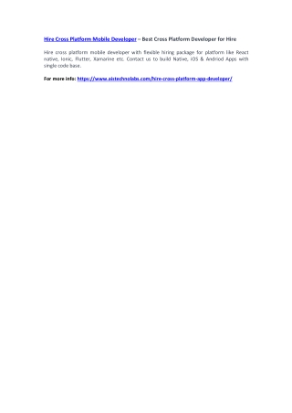 Hire Cross Platform Mobile Developer – Best Cross Platform Developer for Hire