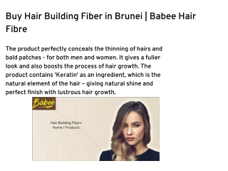 Buy Hair Building Fiber in Brunei | Babee Hair Fibre