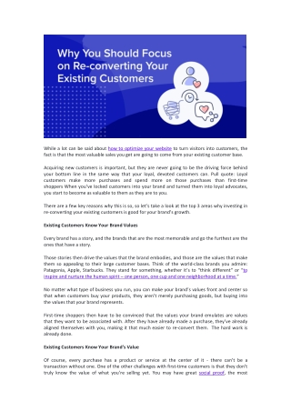 Why You Should Focus On Re-Converting Your Existing Customers