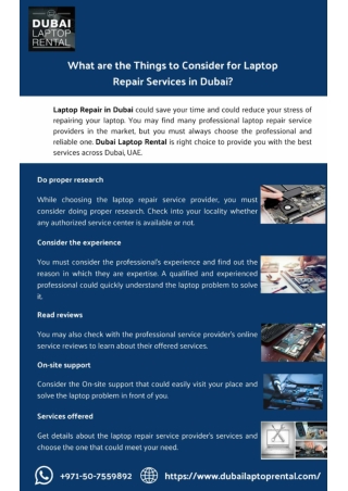 What are the Things to Consider for Laptop Repair Services in Dubai?