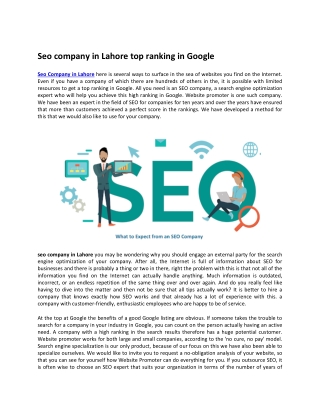 Seo company in Lahore top ranking in Google