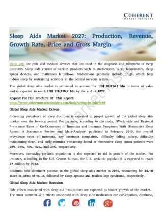 Sleep Aids Market 2027: Production, Revenue, Growth Rate, Price and Gross Margin