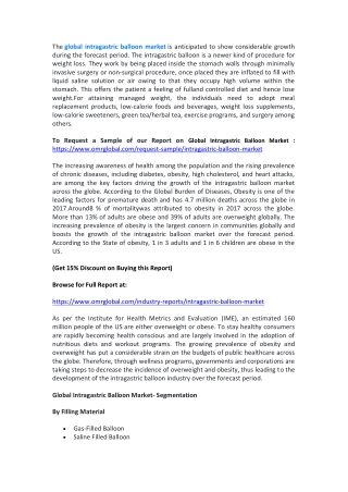 Global Intragastric Balloon Market  Growth, Size, Share and Industry Report to 2019-2025