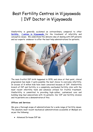 Best Fertility Centres in Vijayawada | IVF Doctor in Vijayawada