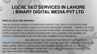 Local SEO Services in Lahore Pakistan