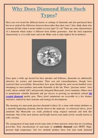 Why Does Diamond Have Such Types?