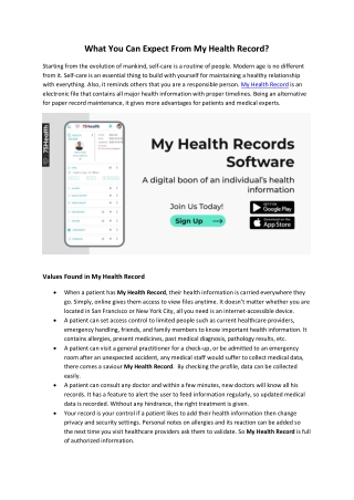 What You Can Expect From My Health Record?