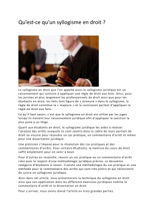 Qu’est-ce qu’un syllogisme en droit ?