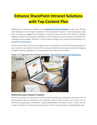 Enhance SharePoint Intranet Solutions with Top Content Plan