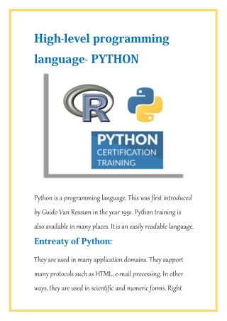 High-level programming language- PYTHON