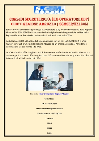 Corsi di Segreterio/a (Ex-Operatore EDP) Chieti Regione Abruzzo | scmservizi.com