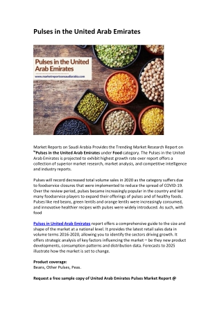Pulses in the United Arab Emirates: Market Trends, Size, Growth, Opportunity and Forecast 2025