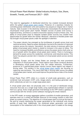 Virtual Power Plant Market- Global Industry Analysis, Size, Share, Growth, Trends, and Forecast 2017 – 2025