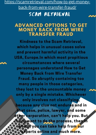 Advanced Options to Get Money Back from Wire Transfer Fraud