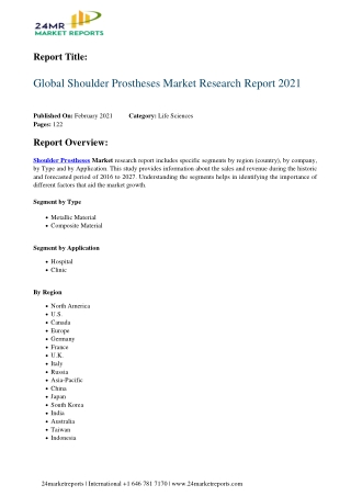 Shoulder Prostheses Market Research Report 2021