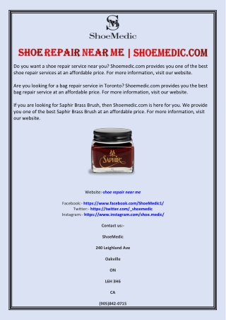 Shoe repair near me | Shoemedic.com