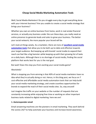 Cheap Social Media Marketing Automation Tools