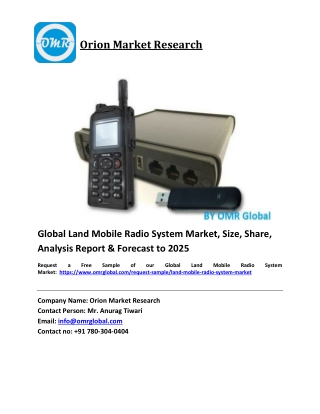 Global Land Mobile Radio System Market Size, Industry Trends, Share and Forecast 2019-2025