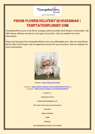 Fresh Flower Delivery in Seremban | temptationflorist.com