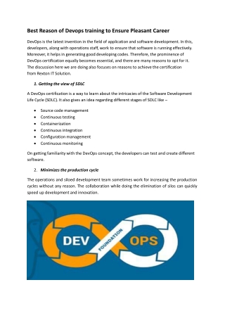 Devops Training Institute in Noida | Best Devops Training Institute in Noida - Rexton IT