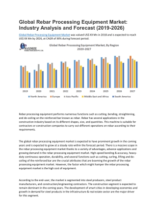 Global Rebar Processing Equipment Market: Industry Analysis and Forecast (2019-2026)