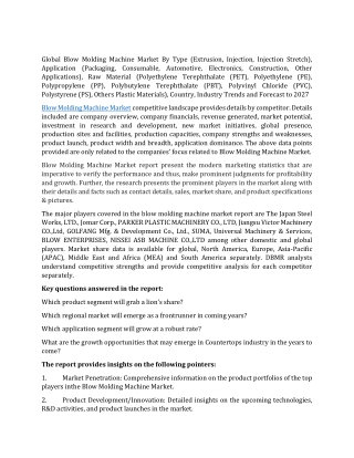 Blow Molding Machine Market Size, Trends, Growth - Forecast 2027