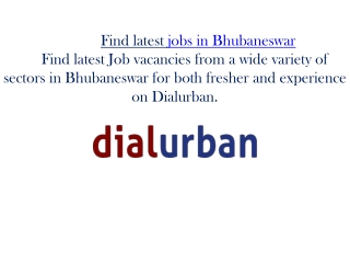 Jobs in Bhubaneswar