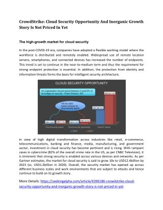 CrowdStrike: Cloud Security Opportunity And Inorganic Growth Story Is Not Priced In Yet