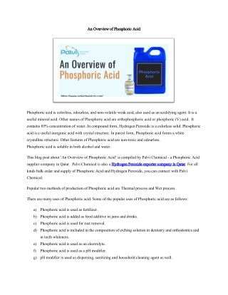 An Overview of Phosphoric Acid