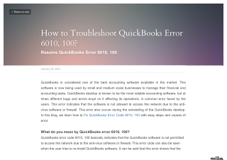 How to Troubleshoot QuickBooks Error 6010, 100?