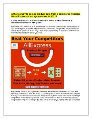 How to scrape data from eCommerce websites like AliExpress