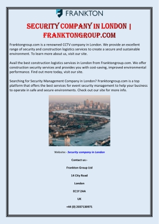 Security Company in London | Franktongroup.com