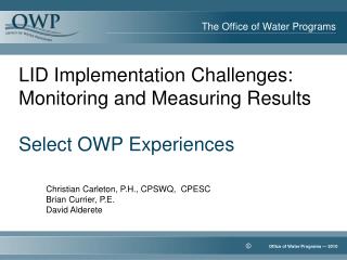 The Office of Water Programs