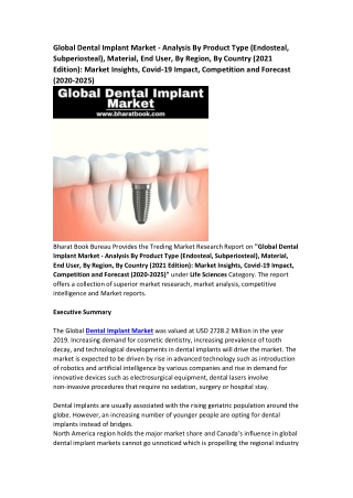 Worldwide Dental Implant Market Report Forecast to 2025